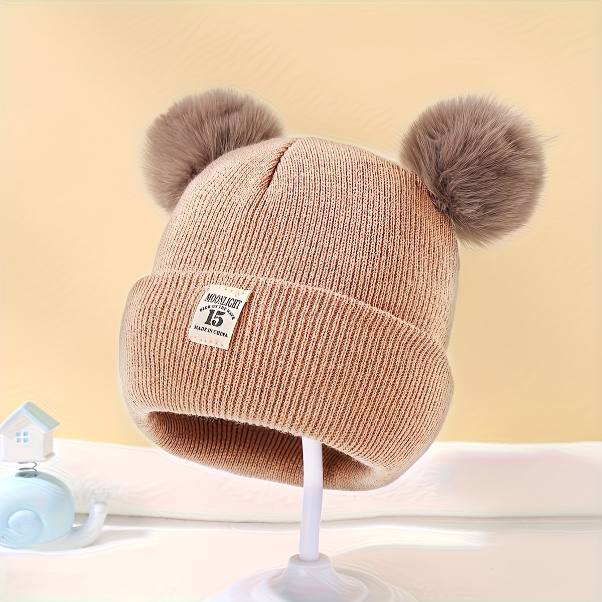 TEMU Brimless Hats, Winter Hats, Hats With Fluffy Balls, Warm Hats For Boys And Girls, Cute And Versatile Decorations