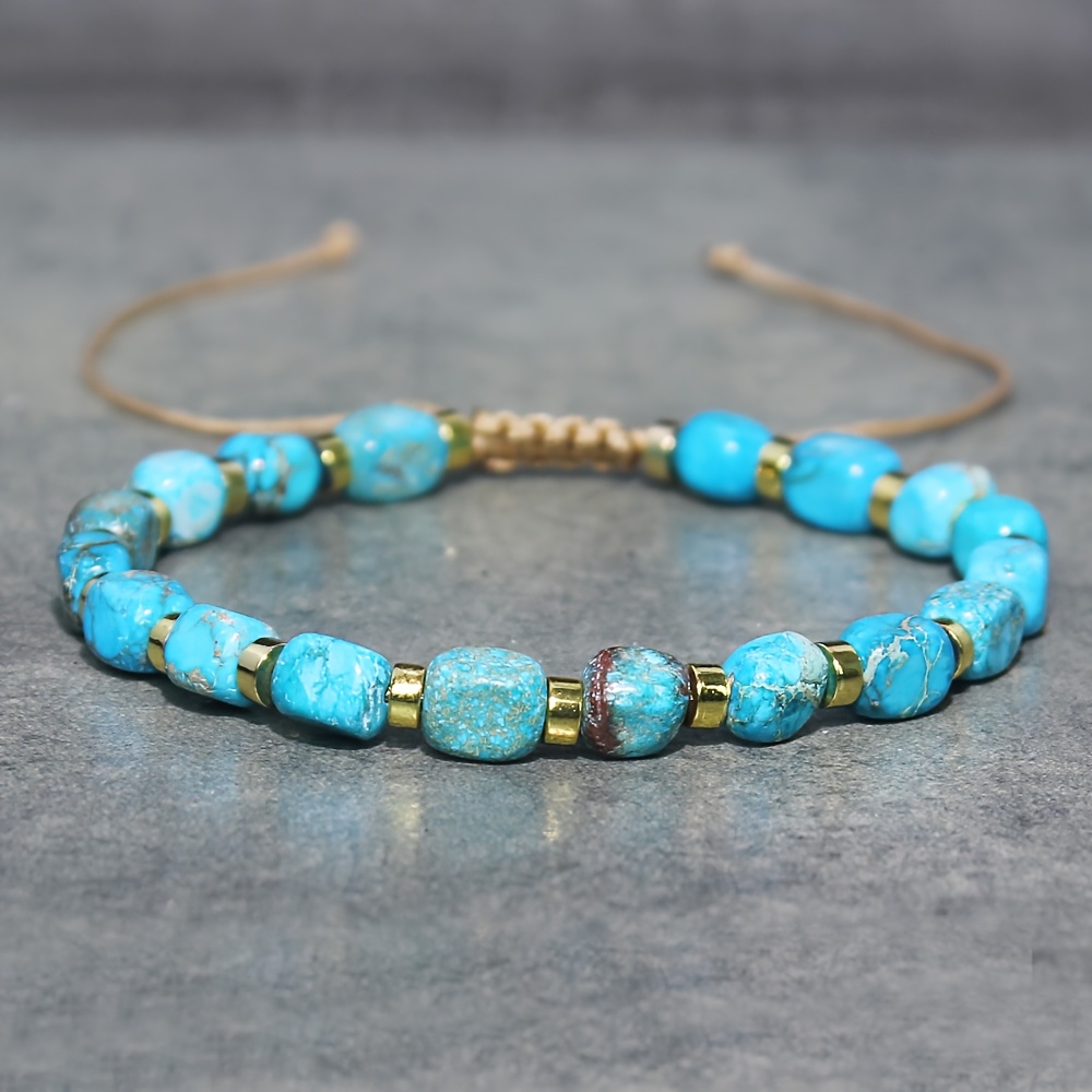 E-shop 1 Stück Naturstein Böhmischer Türkis Armband, mit einem Vintage , hergestellt aus Natursteinmaterialien, handgefertigt mit einer verstellbaren