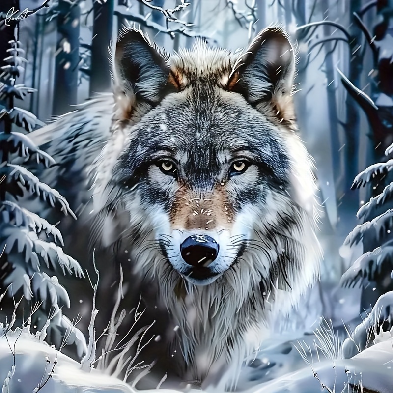 

Wolf In Snow 5d Diy Diamond Painting Kit | Round Diamond Rhinestone Canvas Art | Animal Themed Craft Set For Home & Office Decor | 20x20cm Frameless Diamond Art