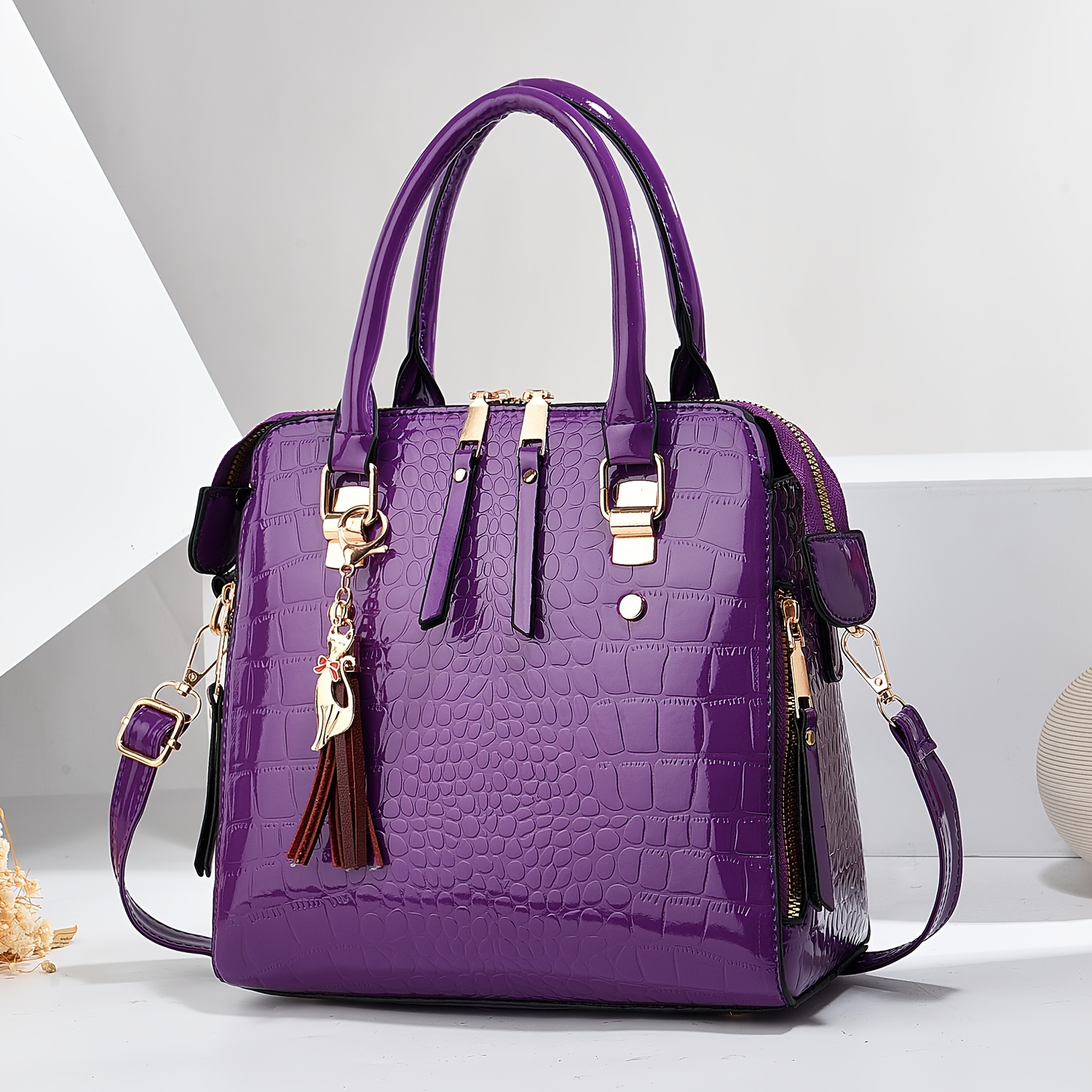 Women' Fashion Shoulder Bag Crocodile Pattern Patent Handbag Women's Crossbody Bag
