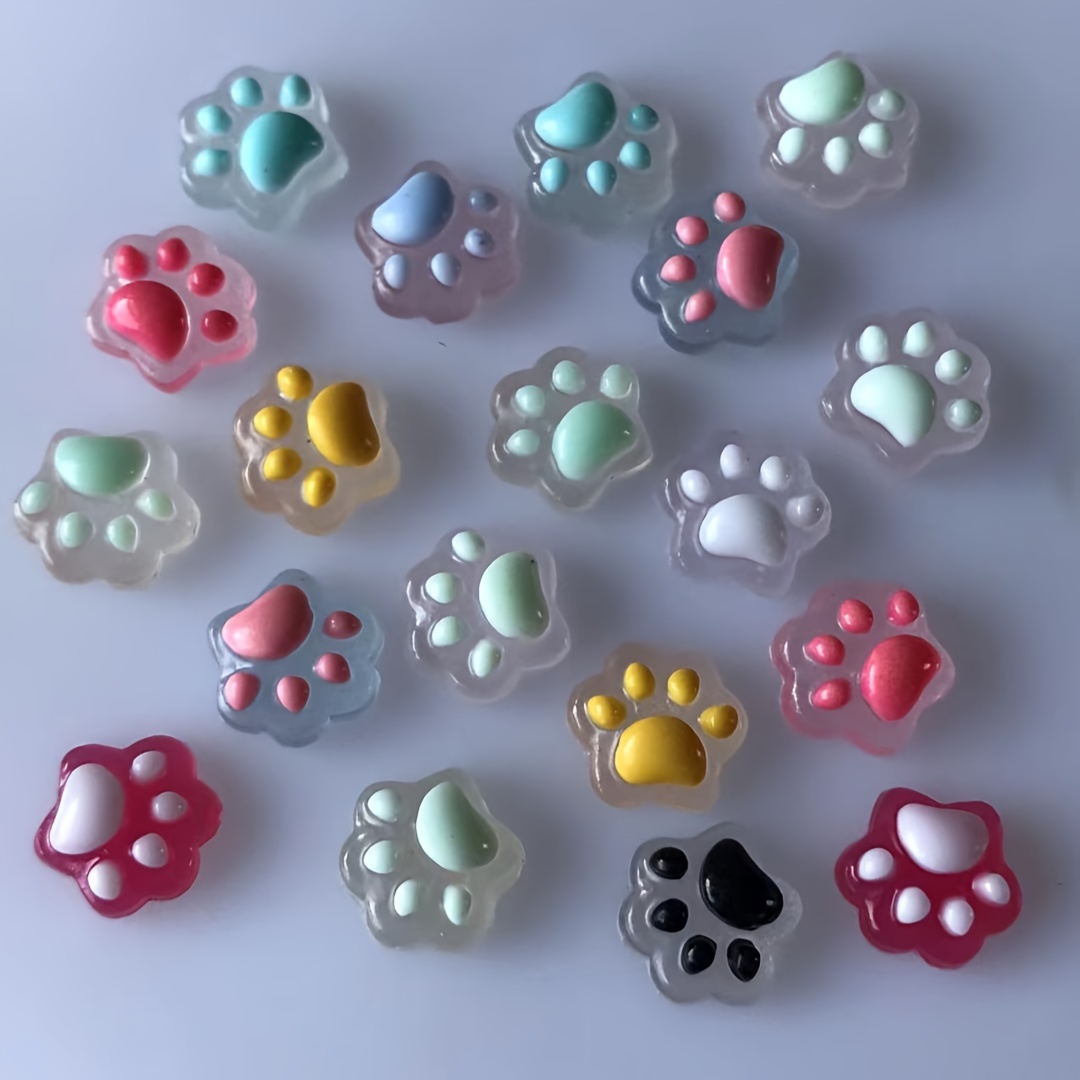 

100pcs Cute Cat Paw Resin Charms For Diy Nail Art, Hair Accessories, Phone Cases & Crafts - Jewelry Making Supplies