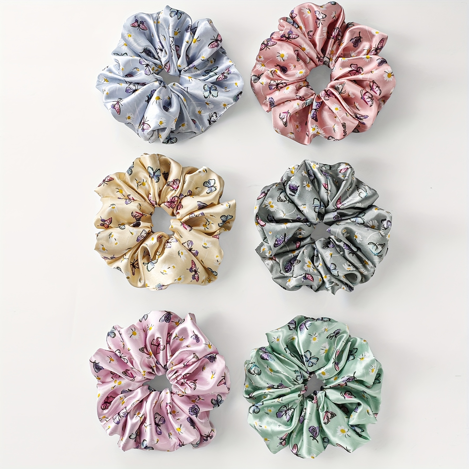 TEMU 6pcs Satin Scrunchies Set, Cute And Elegant Hair Ties For Women, Hair
