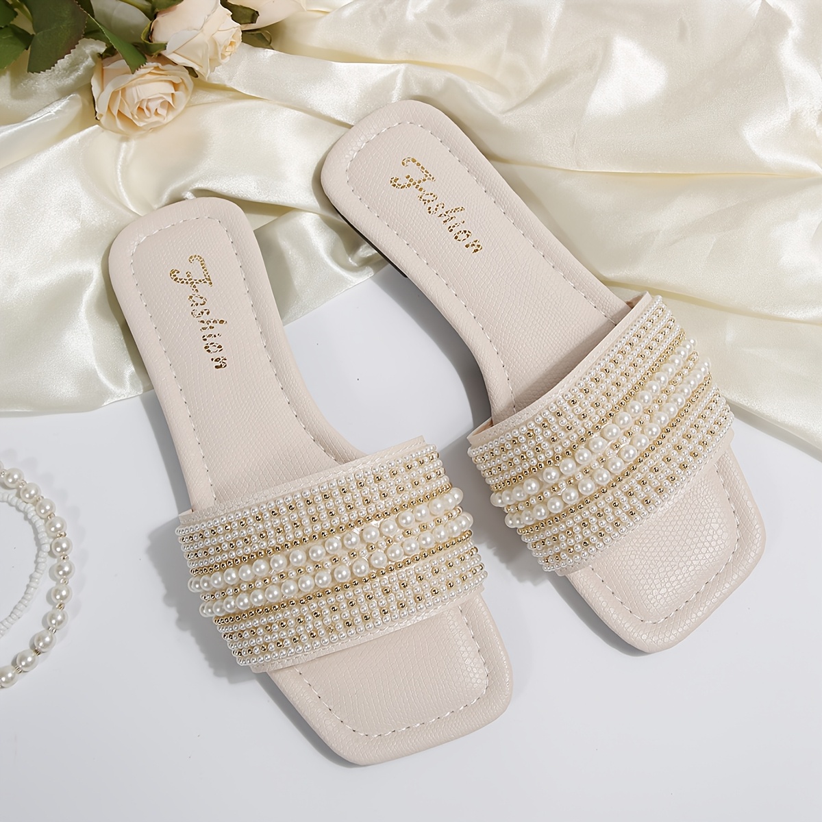 TEMU Chanclas de una correa con punta cuadrada, de , antideslizantes, para mujer, para toda estación, de exterior, a y versátiles, estilo elegante de