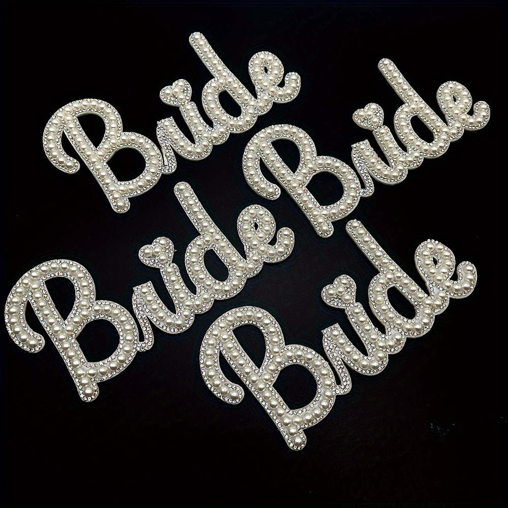 Bried, A Bride Pearl Rhinestone Patch, Three-dimensional, Iron-on Wedding Decoration