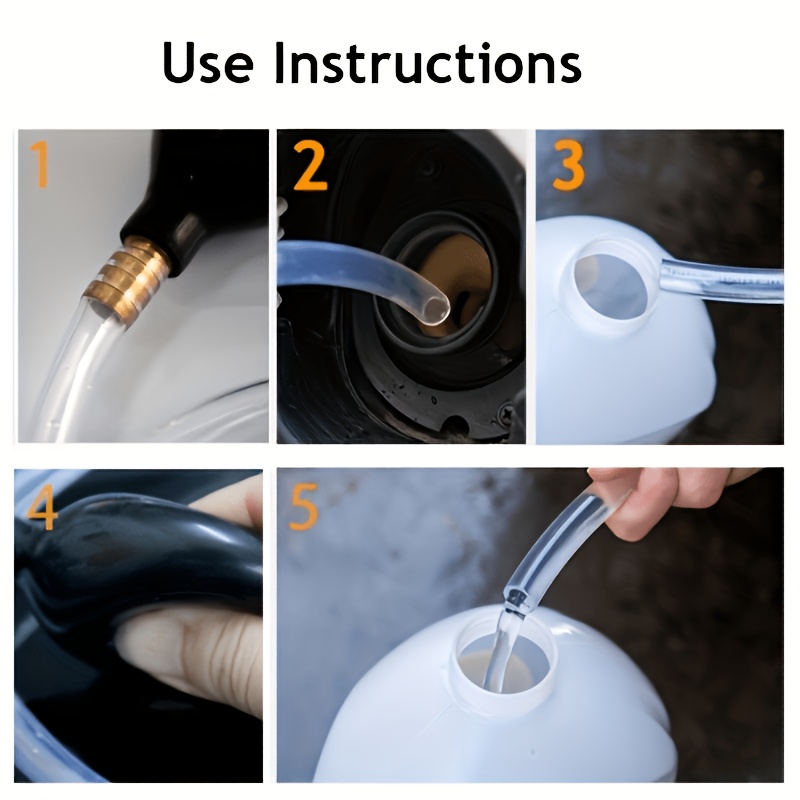 TEMU Portable Siphon Pump, Aquarium Water Changer With Flexible Pvc Hose, Suitable For , Gasoline, Water, And Pool Fuel, An Essential Tool For Cars,