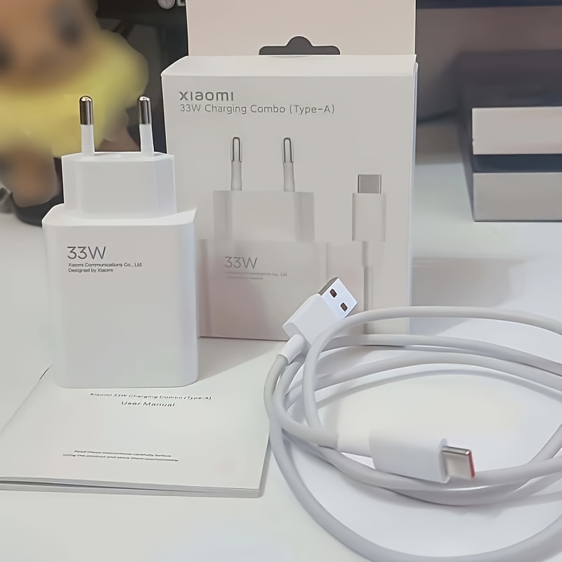 TEMU Combo de charge Xiaomi 33W (Type-A) UE *Inclut un câble de charge 3A compatible avec les appareils courants Parfait pour une utilisation en