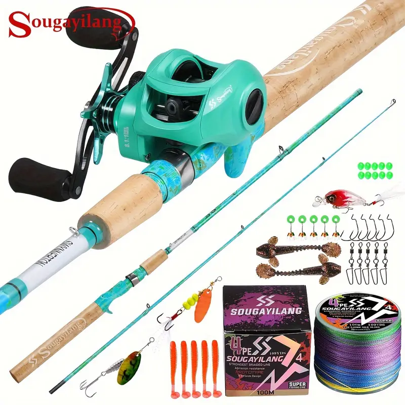 * Baitcaster Fishing Rod & Reel Combo, 2pcs * Fishing Rod And 9+1 * Stainless Steel Bearing Reel Combo, with 100M/109Yds Braided Line, Spinner Sequin Lures, Baits, Fishing Additions, for * * Baitcaster Fishing Rod & Reel Combo, 2pcs * Fishing Rod And 9+1 * Stainless Steel Bearing Reel Combo, with 100M/109Yds Braided Line, Spinner Sequin Lures, Baits, Fishing Additions, for *