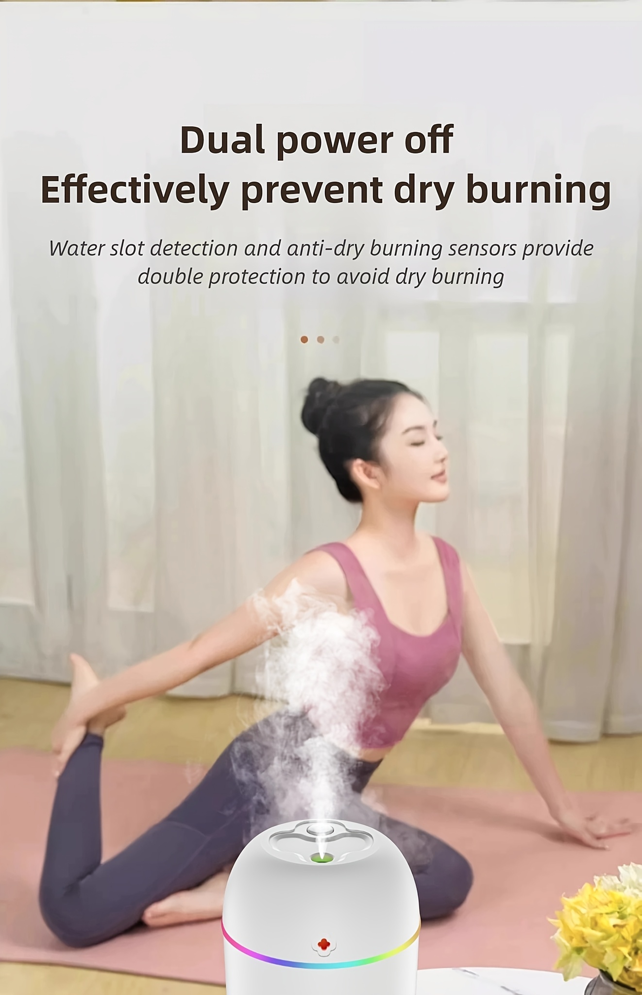 USB-C Home Fragrance Lamps Humidifier Portable, 7 color Light in Room, Desk, Car, Heating & Cooling Air Quality Improvement, No Battery Required, 36V and Below, for Home/Office/Travel, All Users.USB direct charging. New Year. Valentine'S Day.