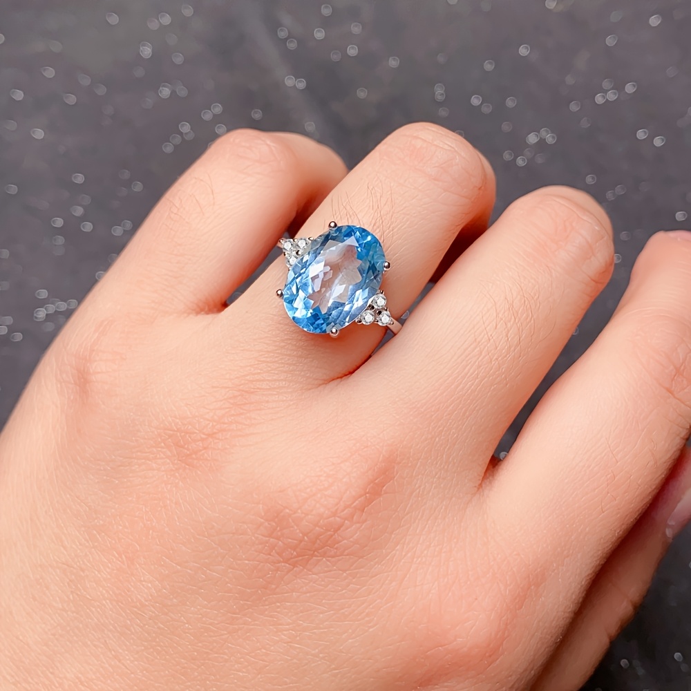 Women's Natural Topaz Adjustable 925 Sterling Silver Ring