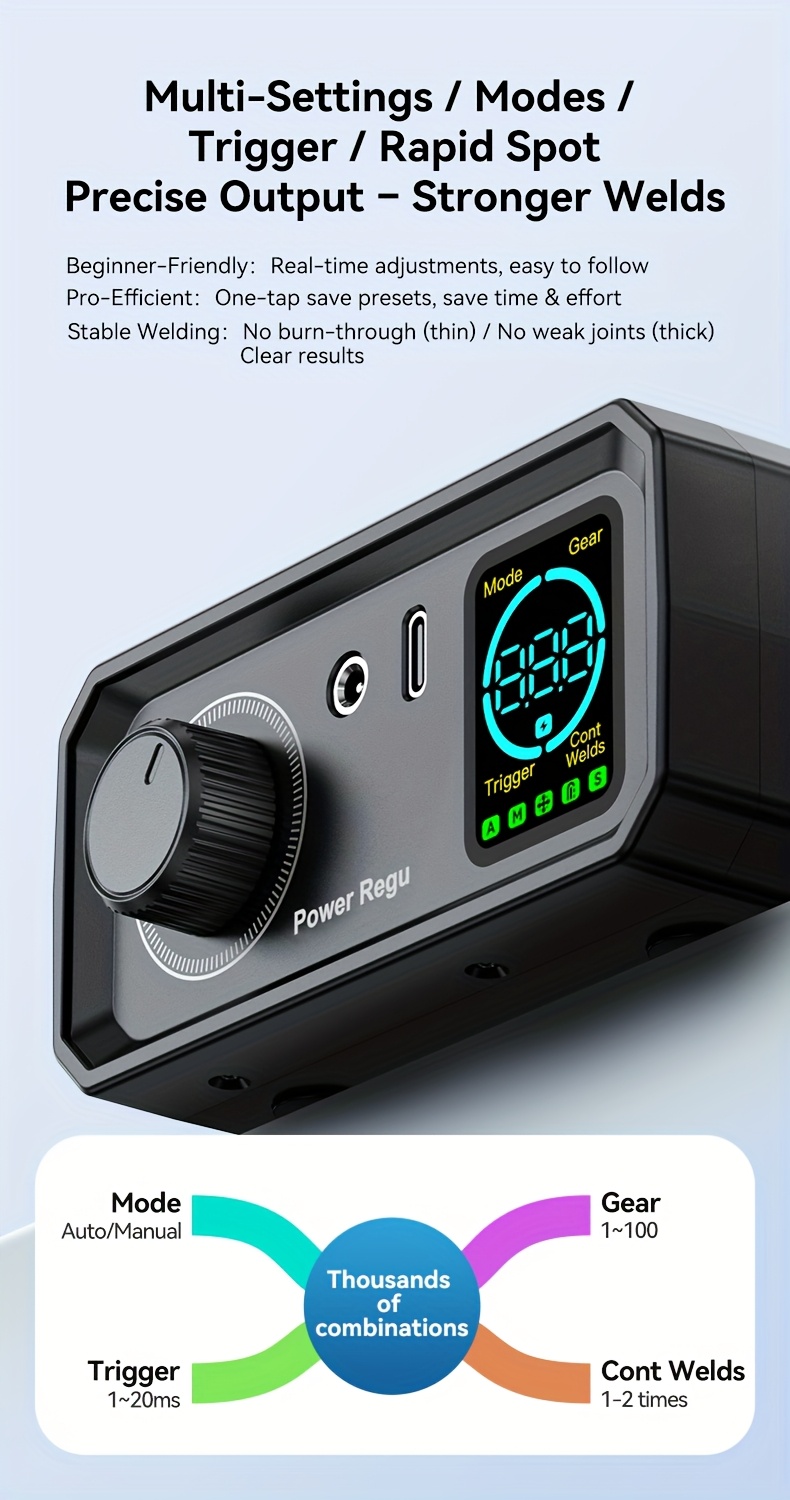 AWithZ Portable Spot Welding Machine Professional Heavy-Duty 9000W Dual Pulse Welder with 999-Precision Adjustment & Digital Display, for Nickel/Nickel Plating/Steel/Iron/Copper Welding - /Workshop Use