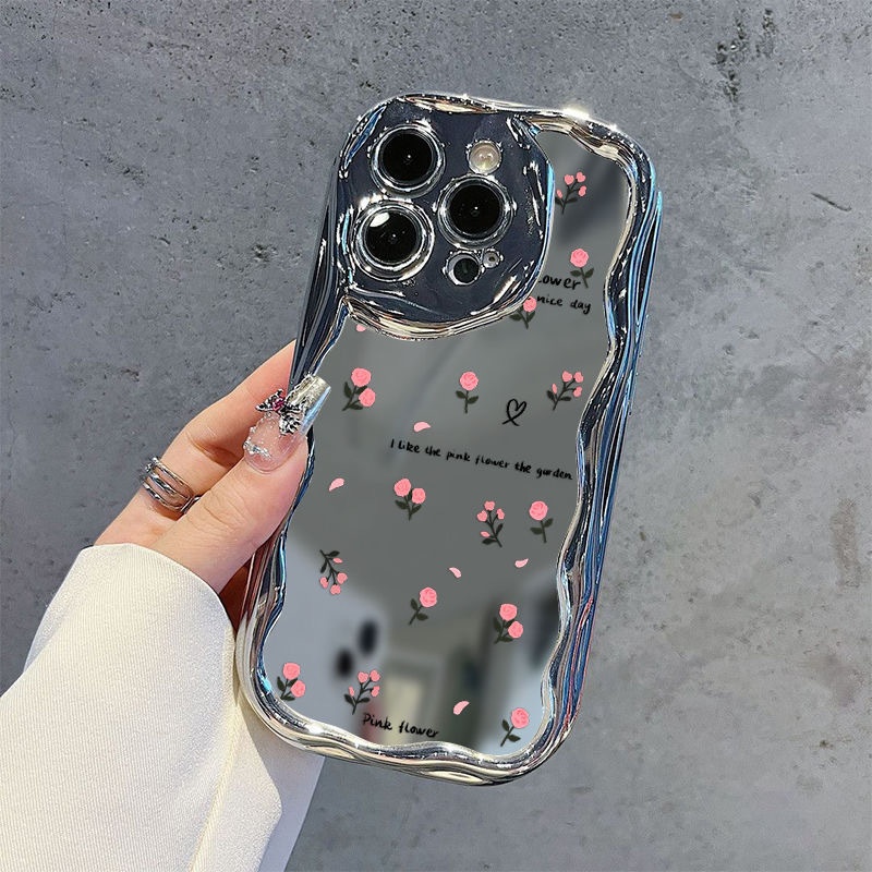 TEMU Phone Case - 1pc Korean Style Small Floral Mirror Phone Case Suitable For Iphone Including 17/15/14/13/12 Phone Case/11 Pro Max/plus/x/8/7 Is A
