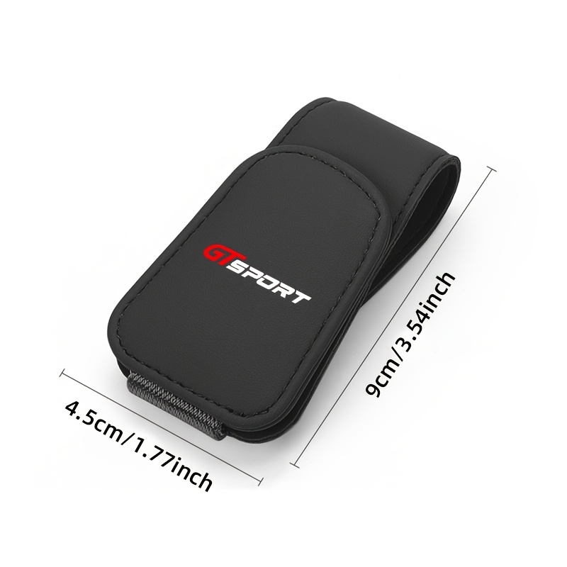 Image of 1pc Gt Sports Car Eyeglass Holder, Eyewear Clip For Car Sun Visor, Eyeglass Hook Clip - Durable Pu Leather Interior Accessory, Suitable For Most Cars