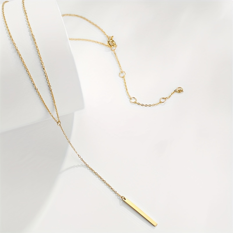 1pc Carnival Stainless Steel Y-shaped Vertical Bar Necklace Women's Temperament Necklace Adjustable Necklace Suitable For Daily And Party Wear Clavicle Jewelry
