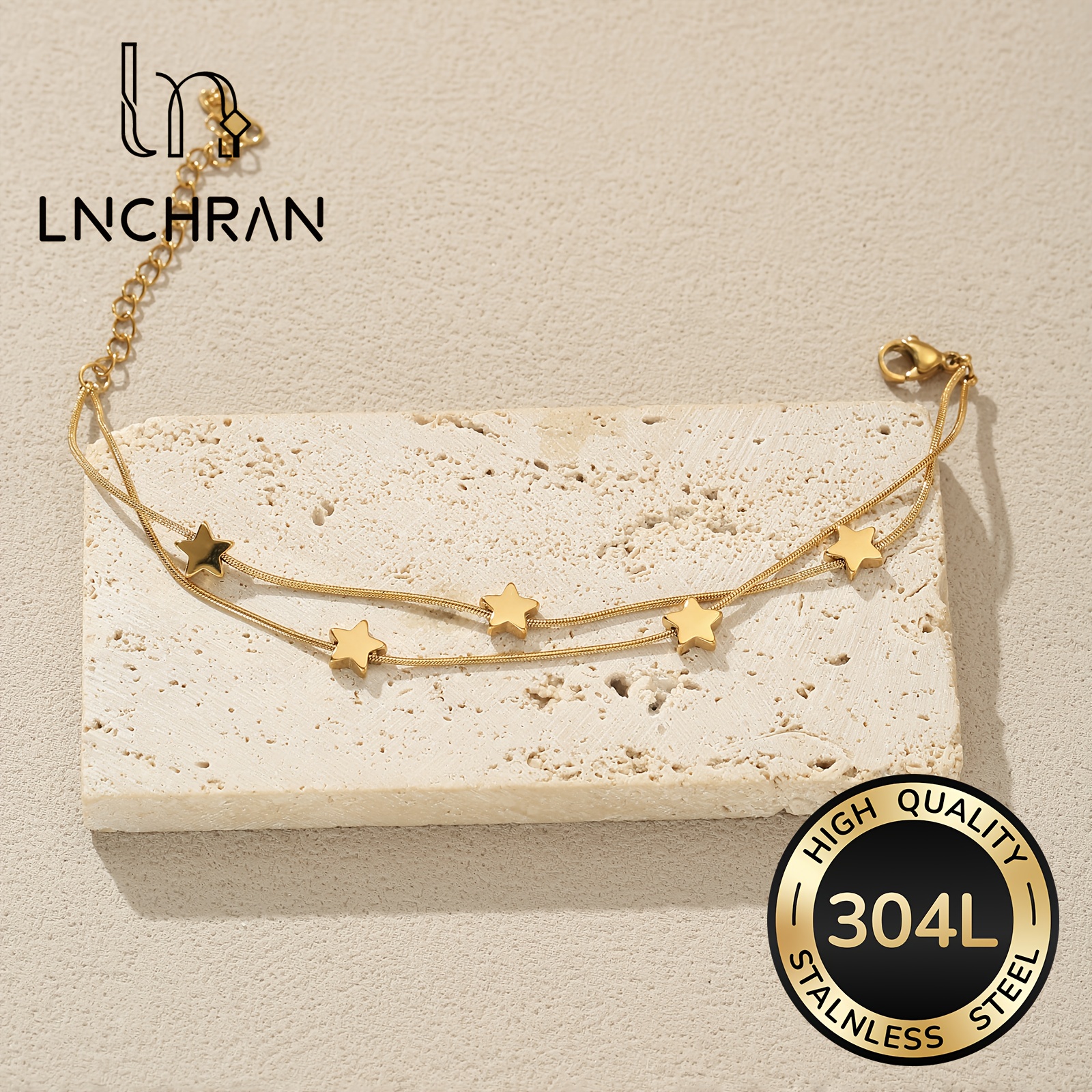 E-shop Damen-Modeschmuck-Armband, kleines Stern-Armband, Sternelement, niedlicher lustiger Stil, Schulanfangssaison, Edelstahlmaterial, hypoallergen,