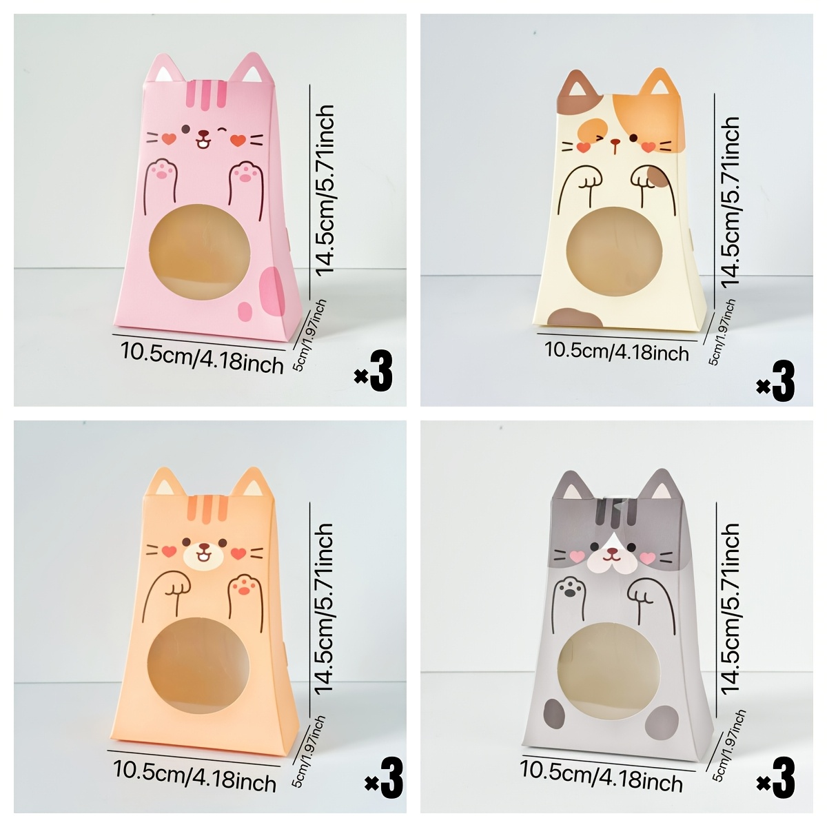 TEMU Regalo /Lui 12 pezzi Scatole Regalo Gatto - con Scatole di Caramelle con Design Orecchie Tridimensionali Animati, Scatole Regalo con Finestra