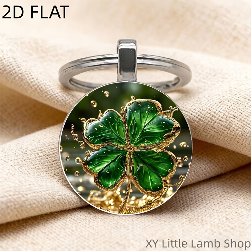 TEMU Llavero 2D de de Hojas de - Diseño de Verde y Dorado, Llavero Metálico , Colgante de de , Accesorio Unisex para Llaves de Coche, Regalo para las