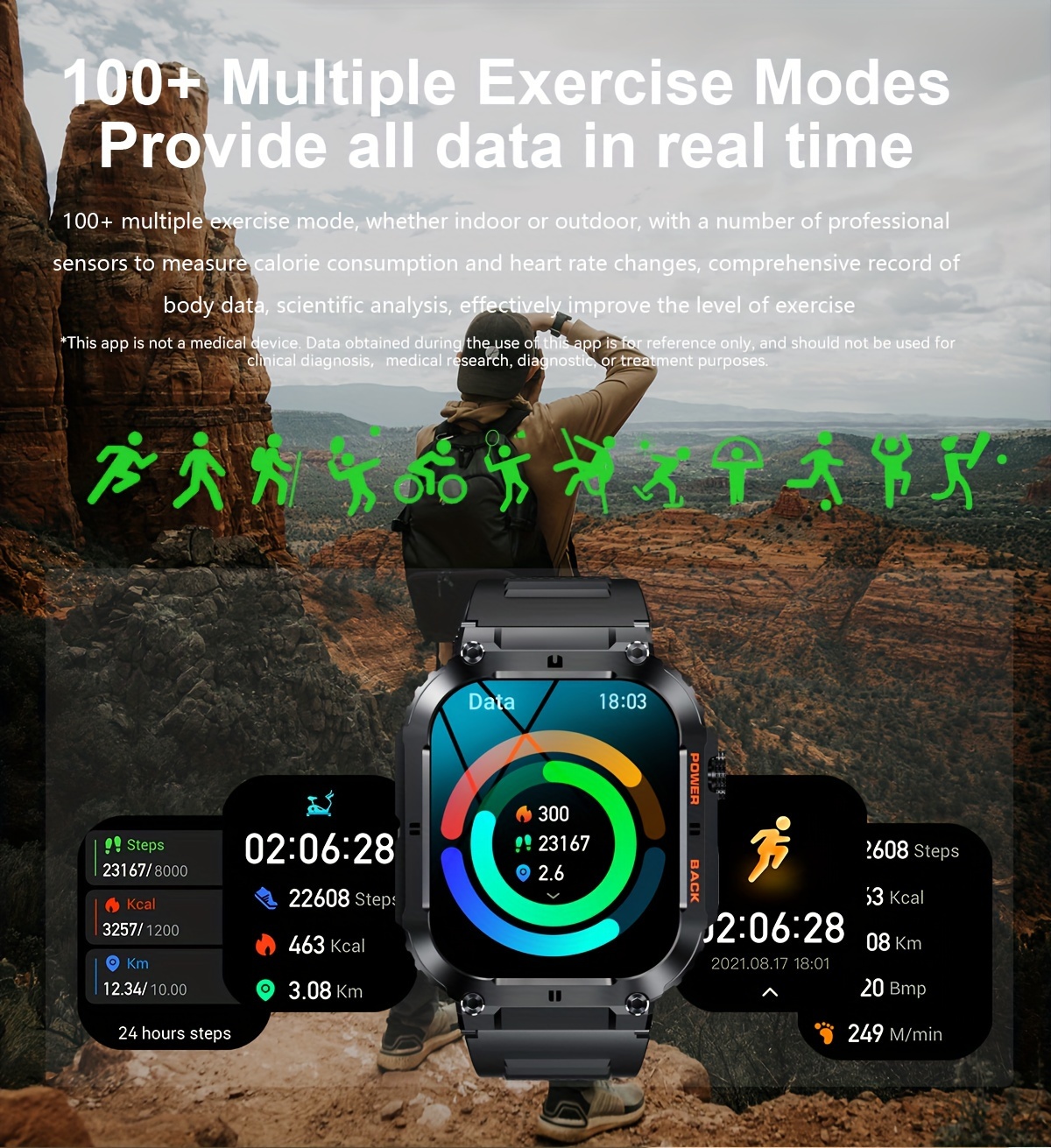 Smart Watch Mens Smart Bracelet Wireless Call Wireless Music Time Display  Step Counting Calories Distance Sleep Time Power Display Stopwatch Multi  Sport Mode, High-quality & Affordable