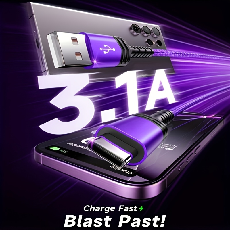 Cablu USB la Type-C cu Încărcare Rapidă, Sincronizare Date de Mare Viteză, pentru iPhone 15/16, pentru Macbook Air/Pro, pentru iPad, pentru Samsung, pentru Xiaomi și Alte Dispozitive