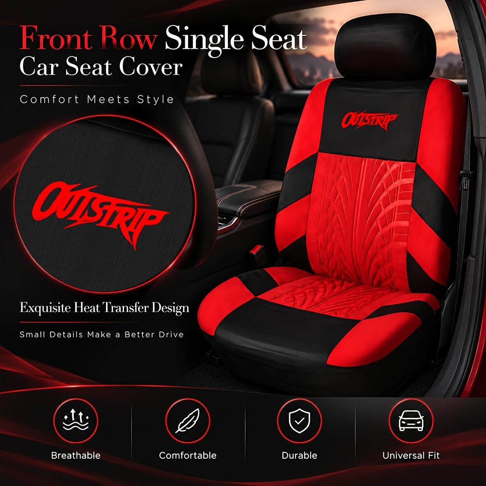 TEMU Metallic Blue Letter Print Car Seat Cover, Front Single Seat Cover, Universal For Driver And Passenger, And , Suitable For Daily Commute,