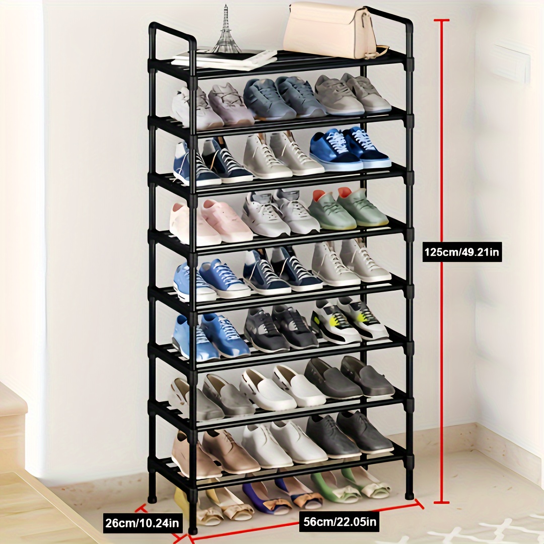 

1pc Adjustable Metal Shoe Rack, Stackable Shoe Organizer, Space-saving Storage Shelf For 6-24 Pairs, Black, Home & Dorm Shoe Tower, Entryway Footwear Organization, Ramadan Decor