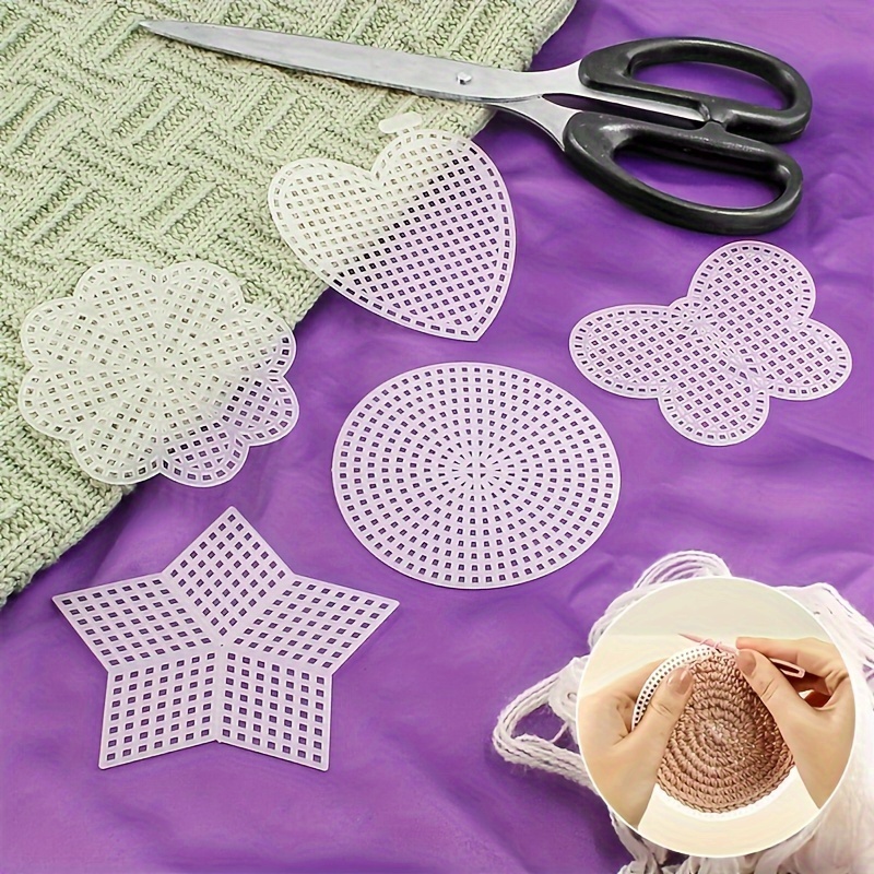 

[popular ] 10pcs Plastic Mesh Embroidery Canvas Set - , , Heart, Star & Flower Shapes For Diy Needlework, Stitch, Knitting & Yarn Crafting, Blank, Manual Embroidery