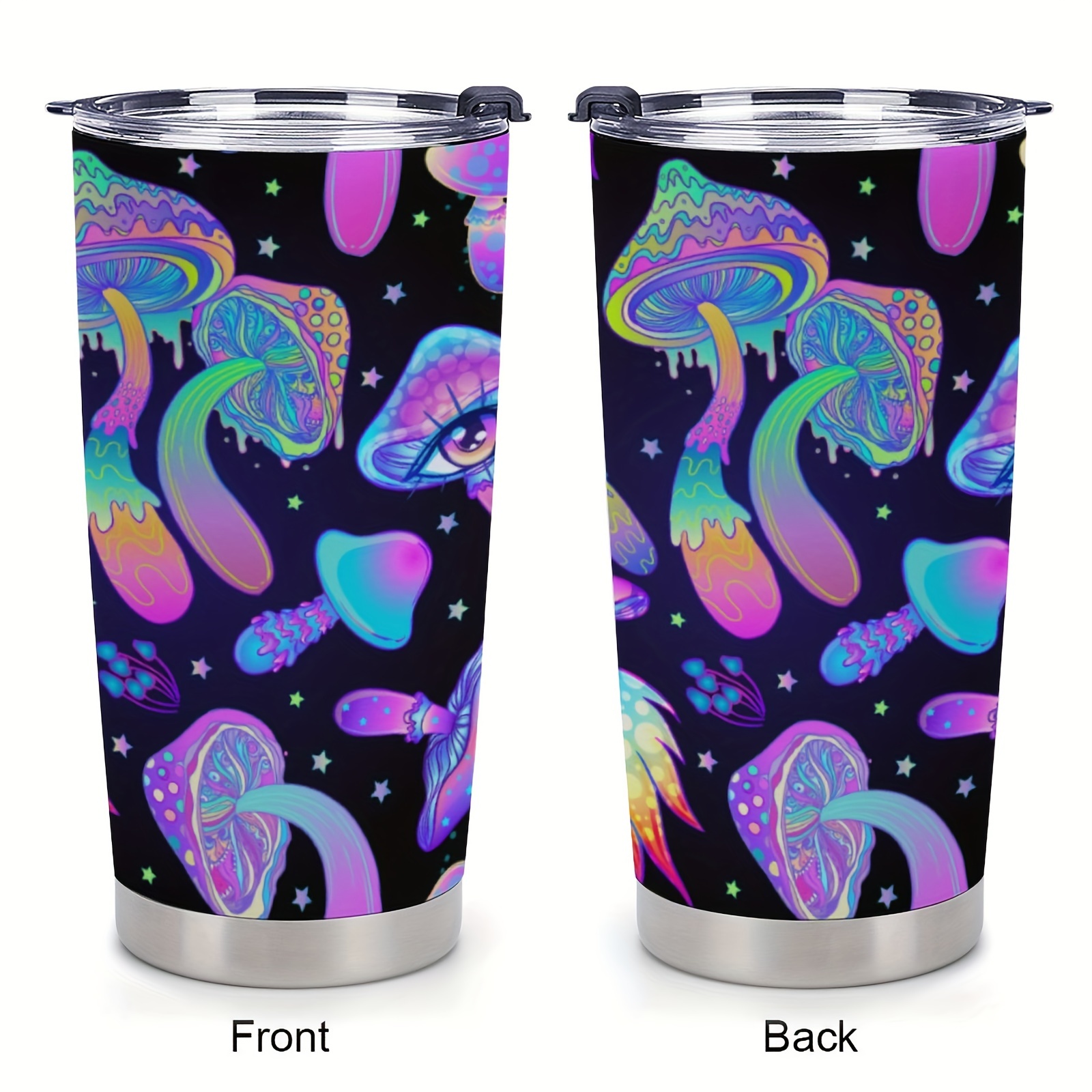 

1pc 20oz Mushrooms Print Tumbler Print Car Cup With Lid And Straw Brush, Birthday, Valentine's Day, Women's Day Gift For Friends, Girlfriends