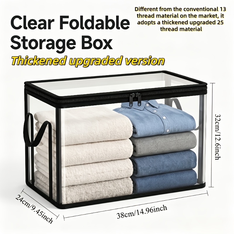 4pcs Large Clear Thick Storage Boxes with Hinged Lid