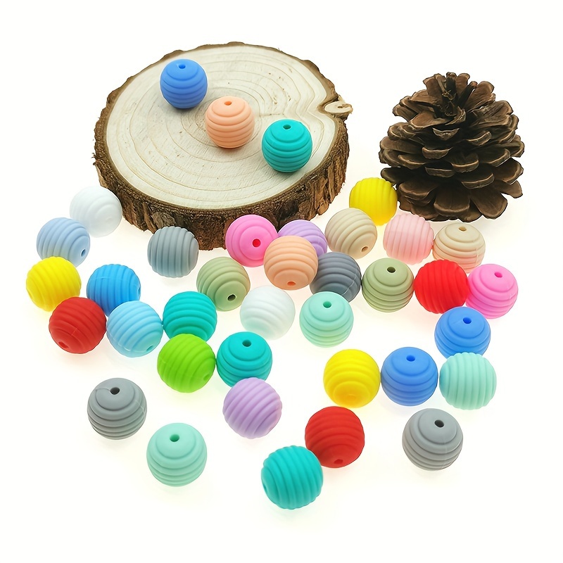 

Mix 20pcs/50pcs Threaded Bead Silicone Beads, 15mm Circular Loose Beads For Jewelry Making, Diy Necklace Bracelet Key Bag Phone Chain, Handmade Craft Supplies