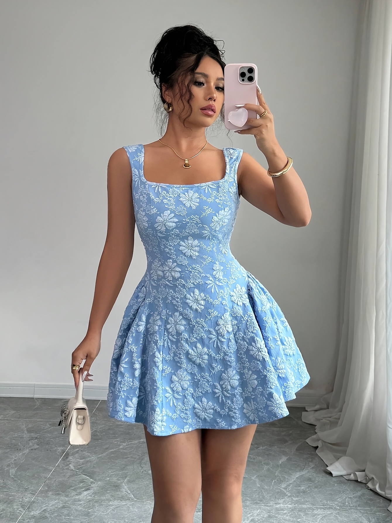 loose fitting long sleeve dresses Women's Warm Loose Retro Floral Dress