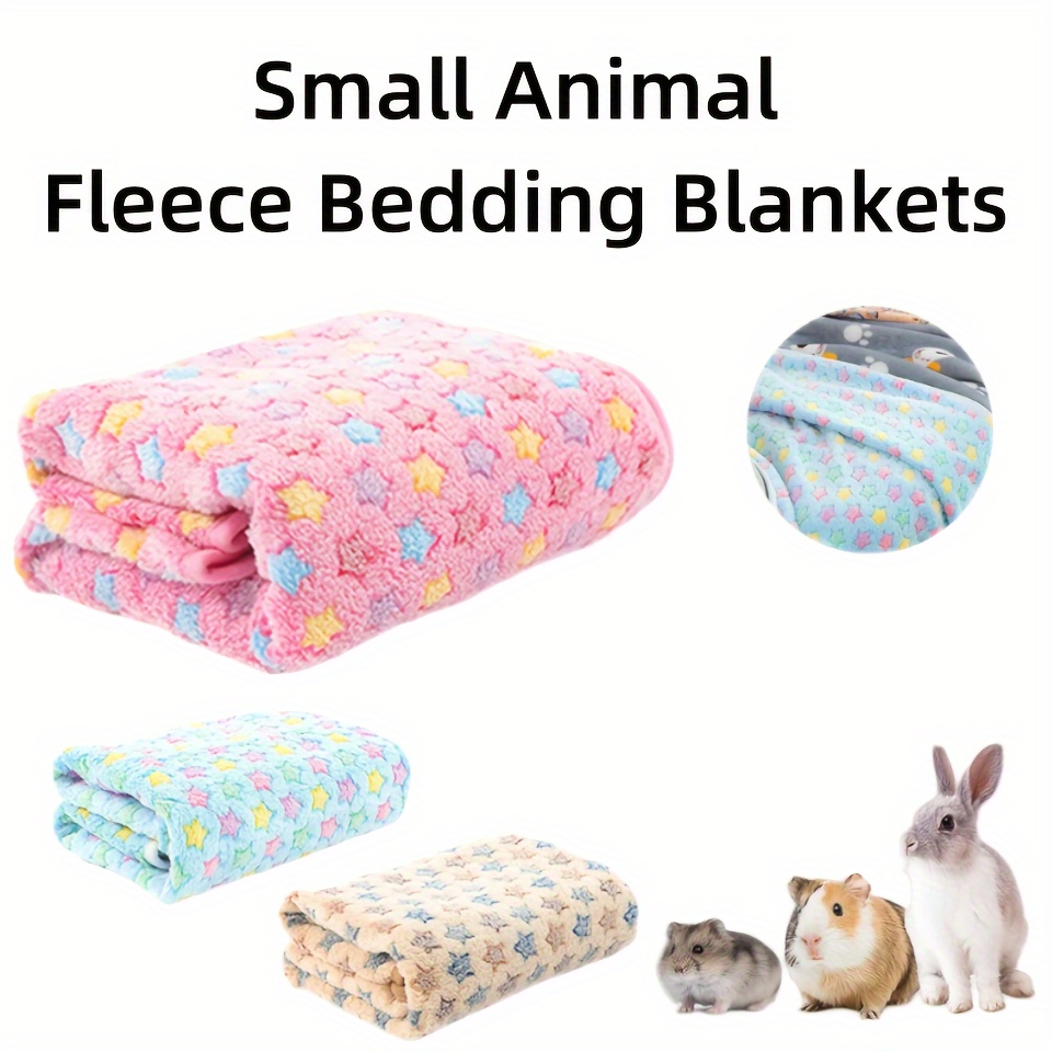 

3-pack Small Animal Fleece Bedding Blankets For Guinea Pig, Hamster, Hedgehog, Rabbit, Lizard - Soft, Warm, Washable Polyester Pet Mats