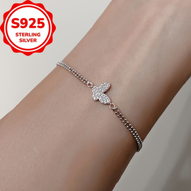 Women's S925 Sterling Silver Double-layer Butterfly Bracelet