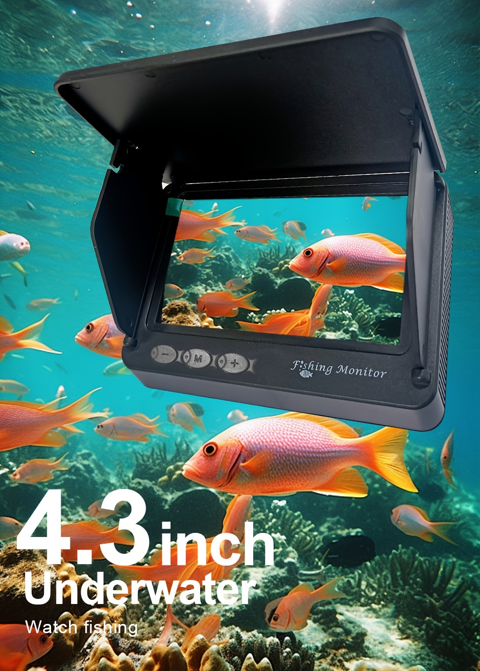 1pc HD žvejybos monitorius su 4,3 colių ekranu, 30m po vandeniu rodomas, nakties režimas, maitinamas litių polimero baterija, nešiojamas ankerio žvejybos monitorius su kamera
