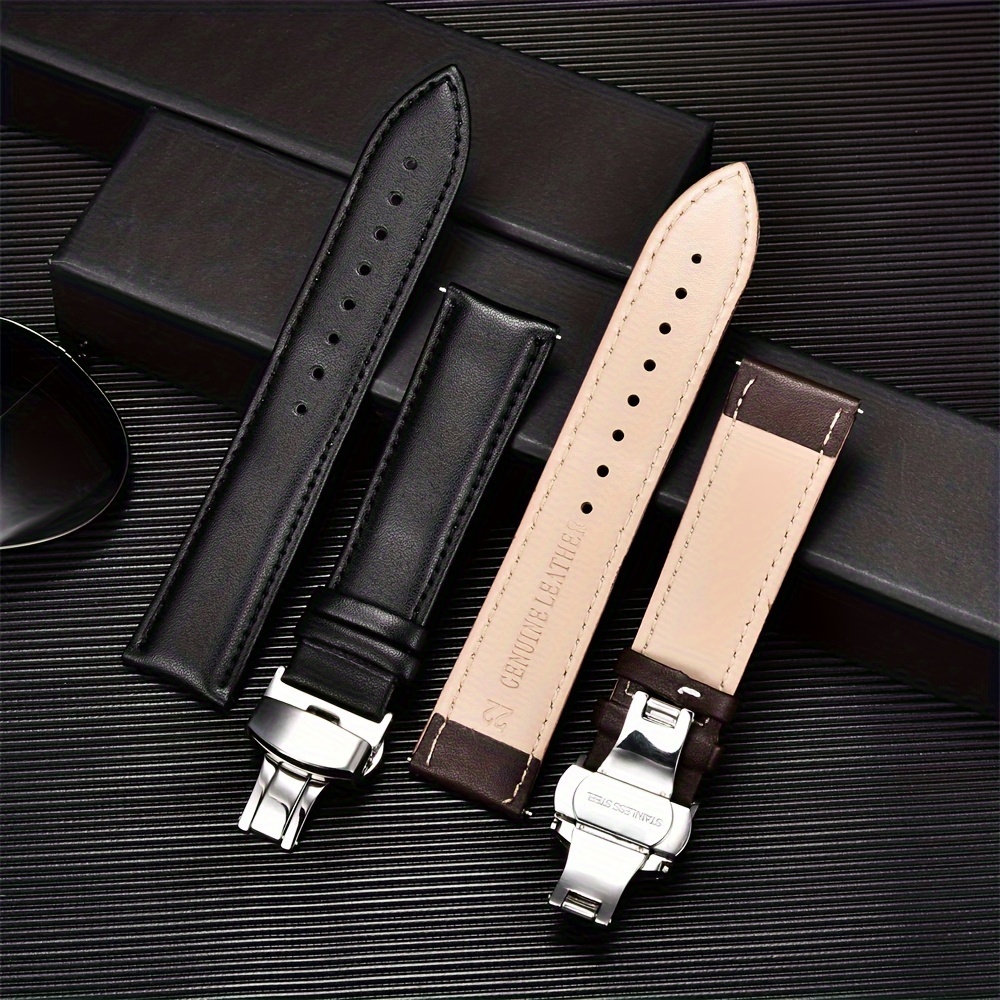 Men's Casual Watch Strap Set with Butterfly Clasp - Soft PU Leather Watch Bands in Gift Box, Fits 18mm 20mm 22mm 24mm details 9