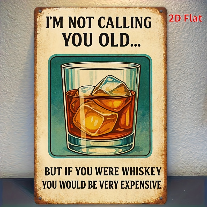 TEMU 2d Flat - 1pc 8x12 Inches Whiskey Theme Sign - Metal Wall Decor / Fun Retro Decoration Plate, Suitable For Home Decor, Restaurant Decor, Bar