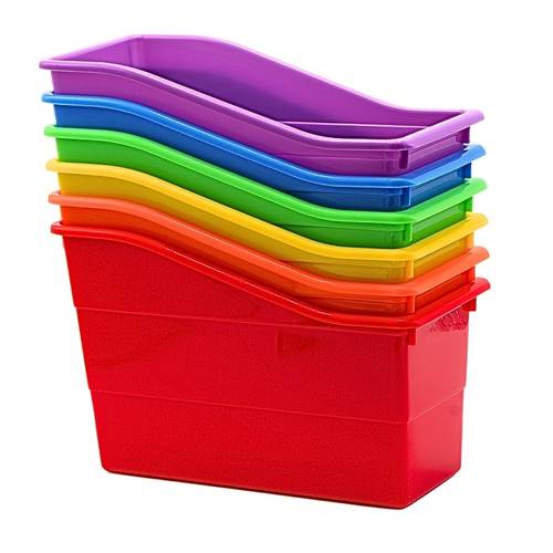 6pcs colorful plastic book storage bins durable pp material vertical organizer for classroom documents office supplies desk organization in red blue green yellow orange pink