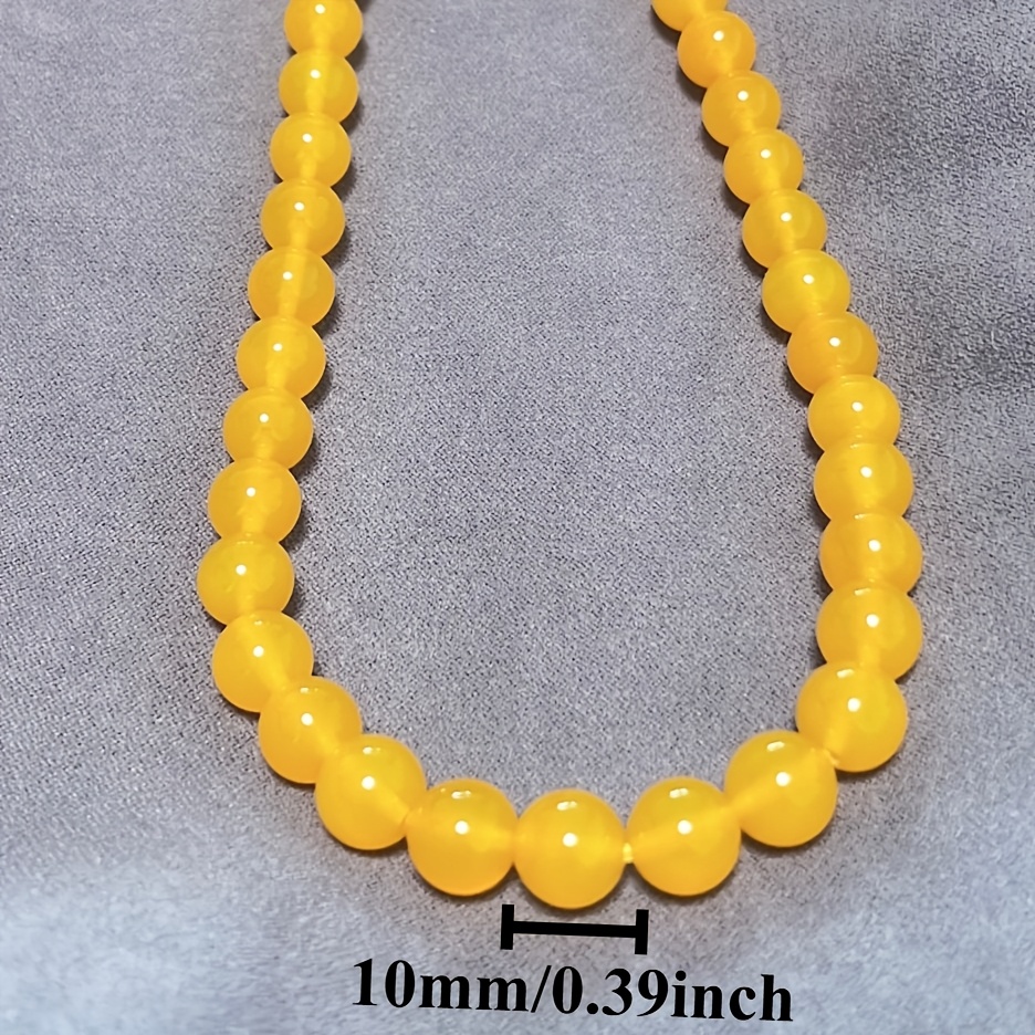 10mm Yellow Agate Necklace, Symbolizing Wealth