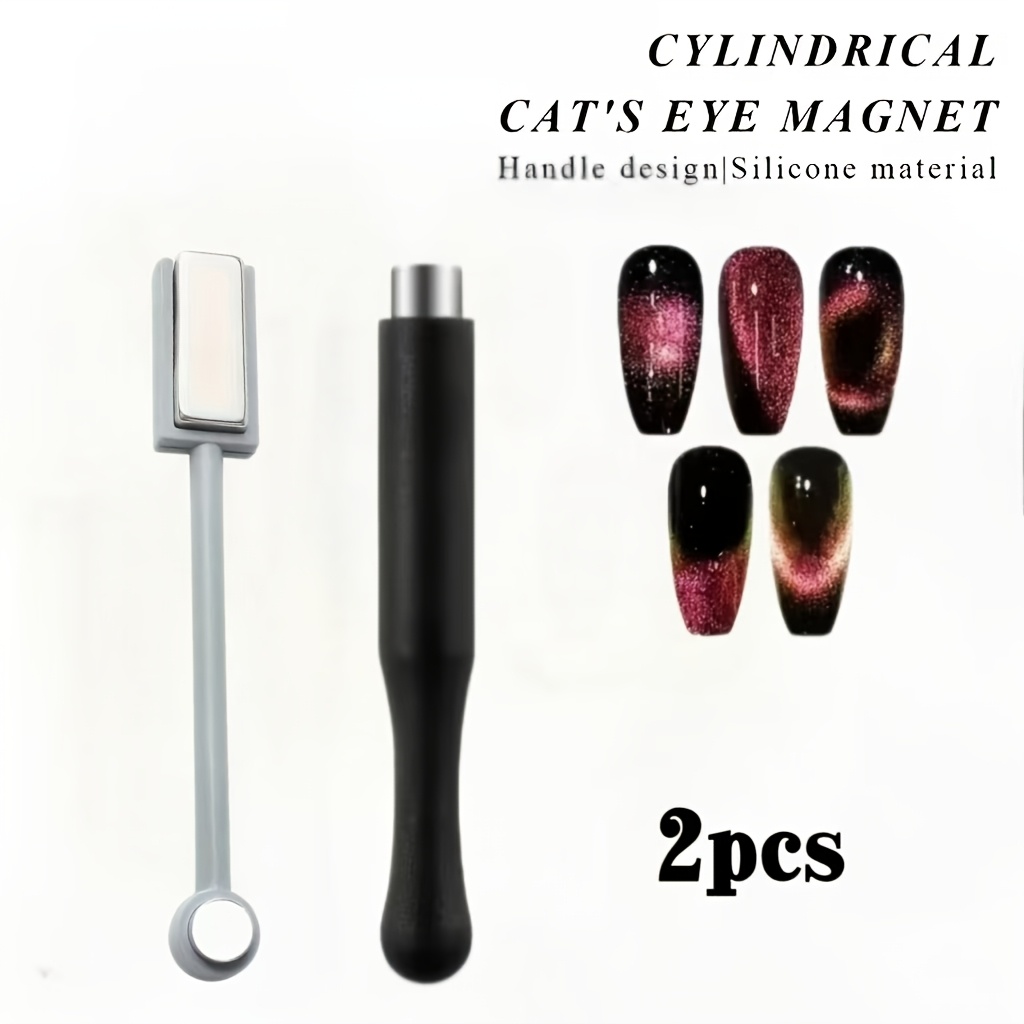 TEMU 2pcs Cat Eye Nail Art Tool - Cylindrical Handheld Styling Tool With Comfortable Grip Suitable For Home Manicure & Salon Use, Create Gradient Cat