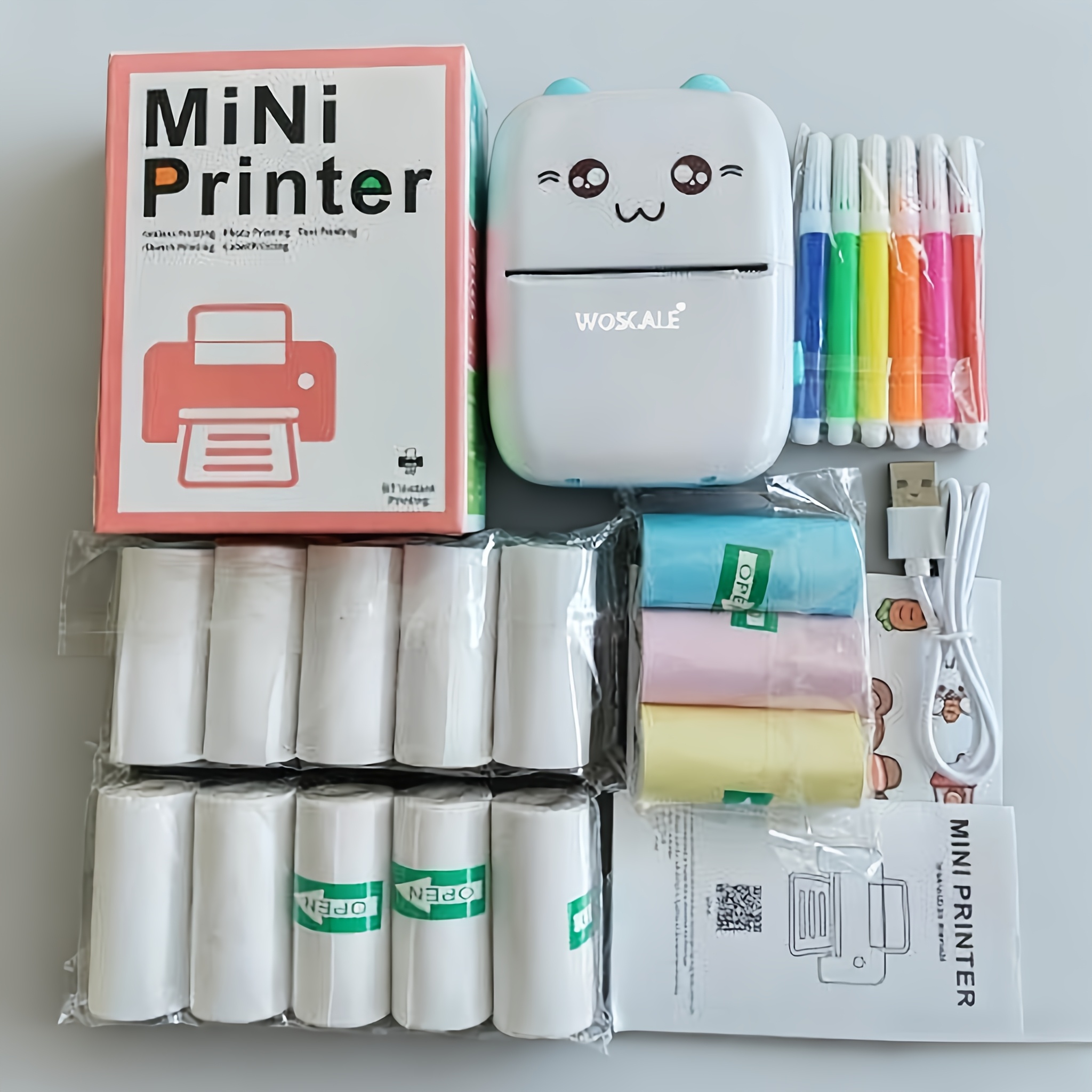 Image of Mini Thermal Printer With 13 Rolls Of Paper, Usb Rechargeable, Photo And Label Printing, Ideal For Travel And Home Use, Photo Printing|wireless