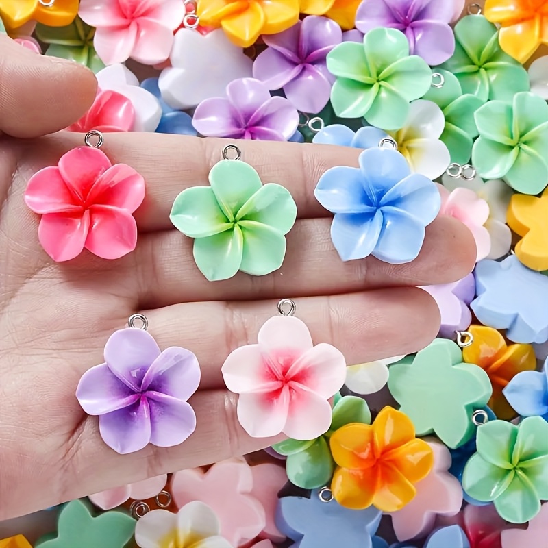 25pcs Vibrant Resin Flower Charms for DIY Jewellery Making