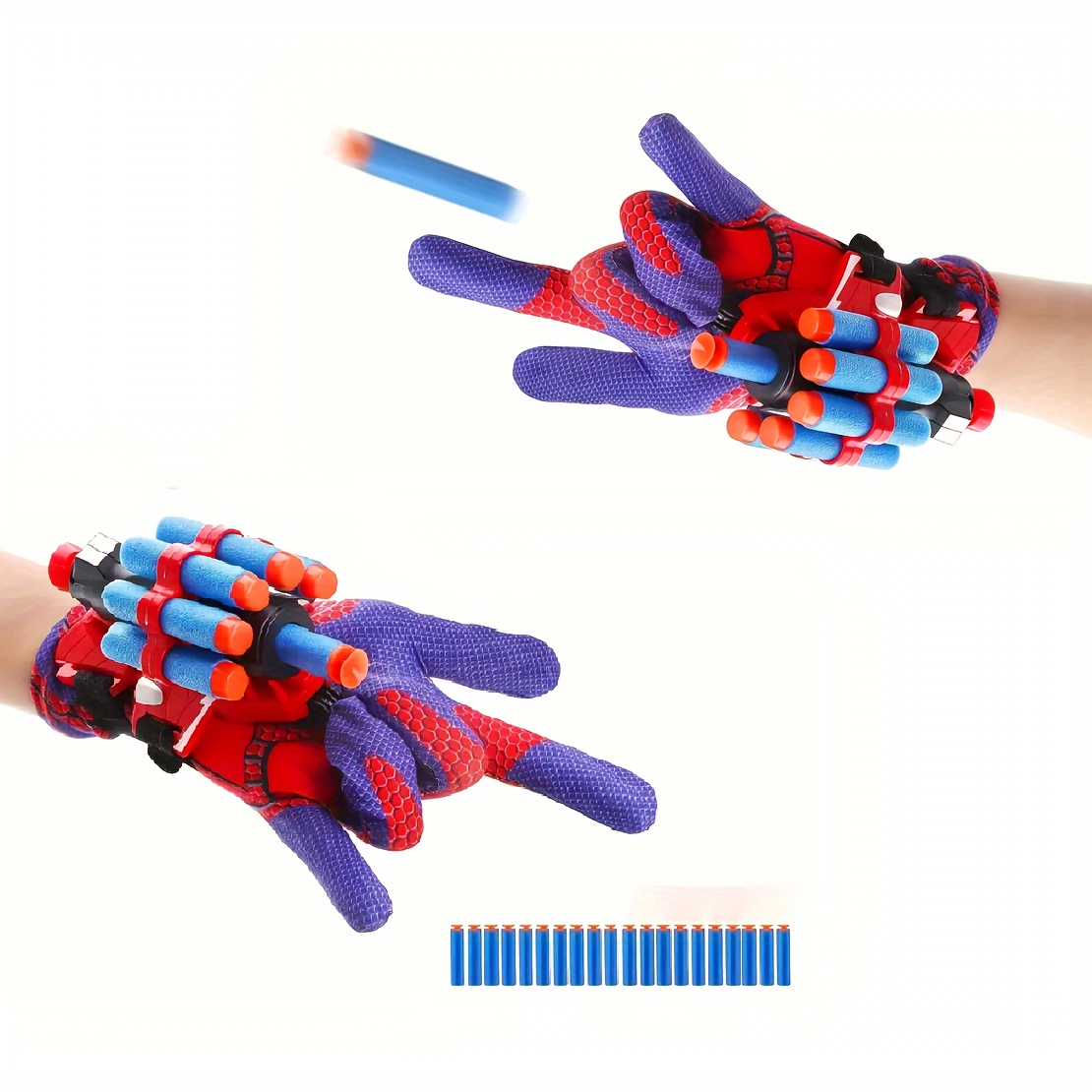 

2 Sets Of Spider Web Shooting Toy Glove Set - Includes 2 Plastic Role-playing Launcher Gloves With Wrist Toys And 20 Small Arrows