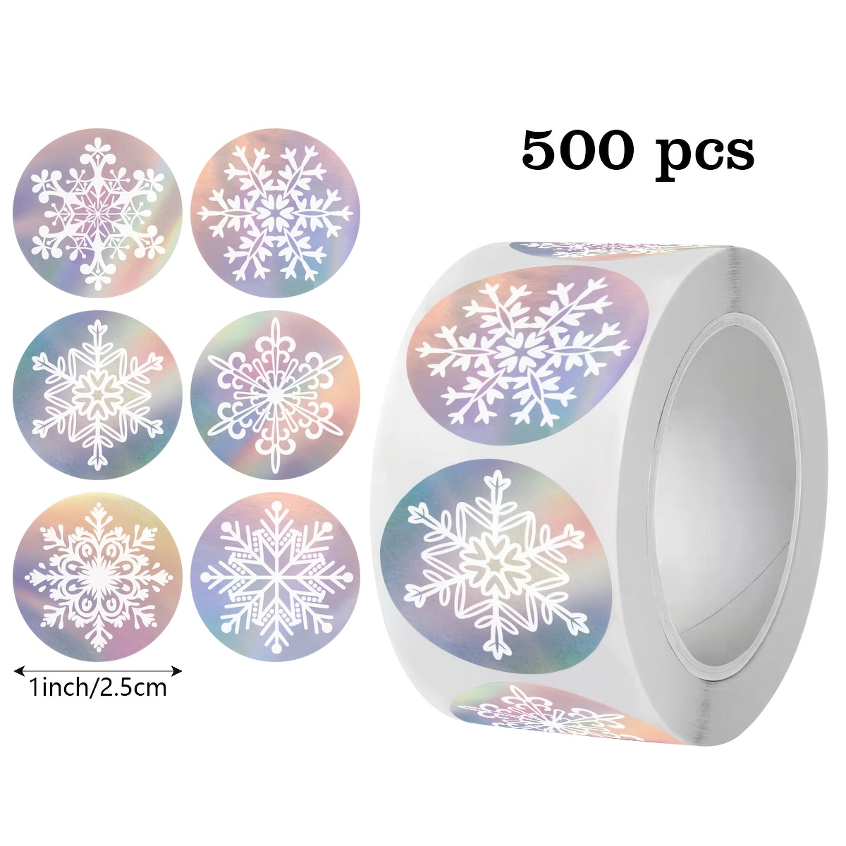 

500 Stickers/roll Self-adhesive Stickers Holographic Winter Silvery Laser Seal Label Envelope Magazine Decoration Party Diy Decoration Supplies Pvc Waterproof Non-dry Adhesive