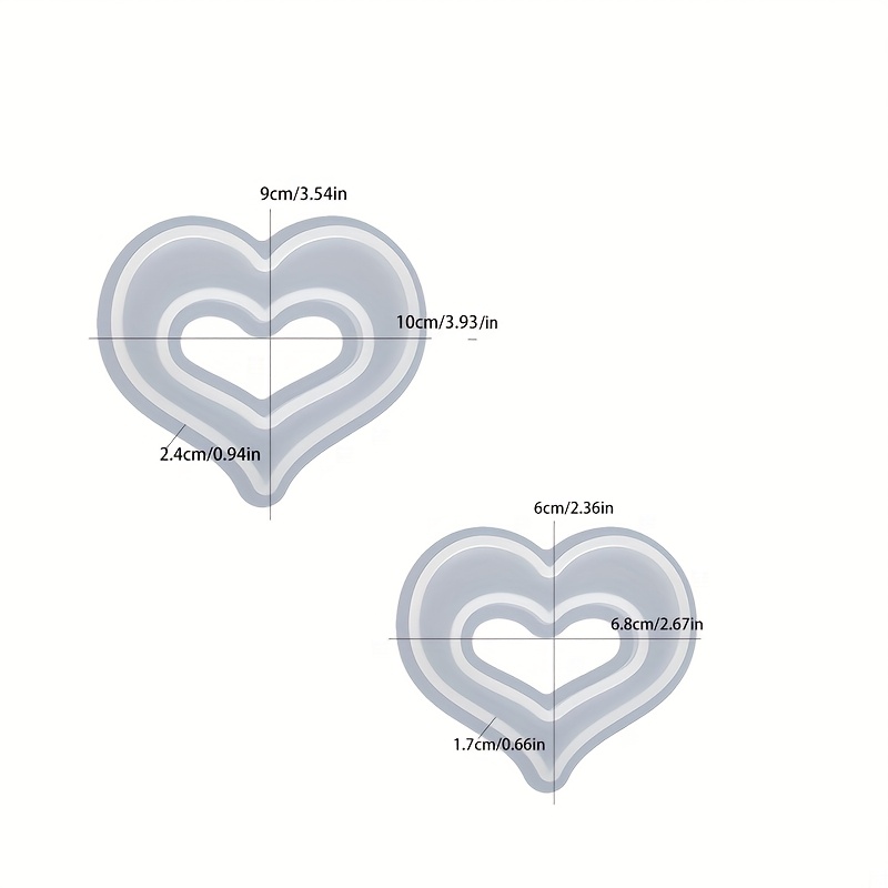 Image of Clay Mold 2pcs Hollow Heart Ornament, Home Desktop Atmosphere Decoration, Festival Gift, Resin Gypsum Candle Handicraft Gift, Silicone Mold, Enthusiast, Casting Mold For Gift Making