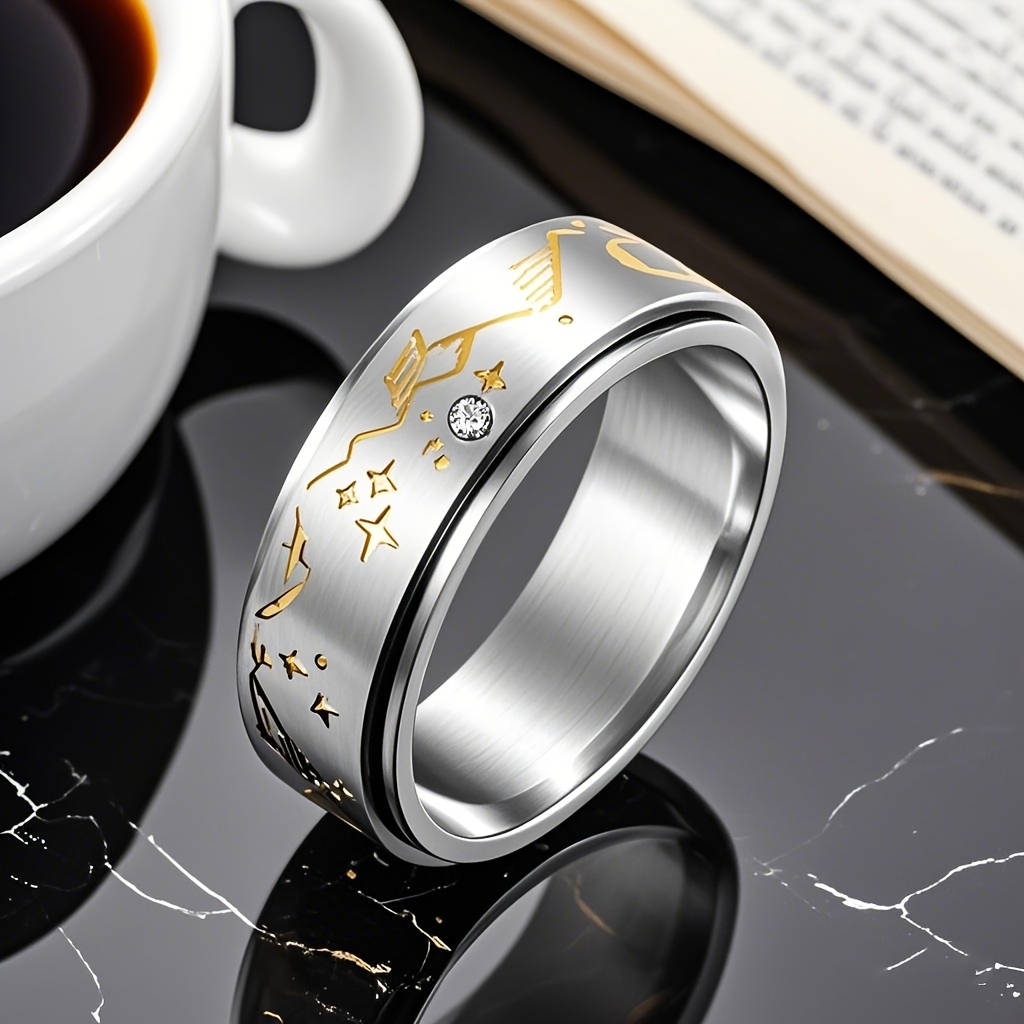 1pc mens stainless steel rotating decompression ring   moon design minimalist   durable   fit for casual attire fashion accessory   sleek polished   relax contemporary jewelry   metal unique jewelry jewelry lovers Product details 4
