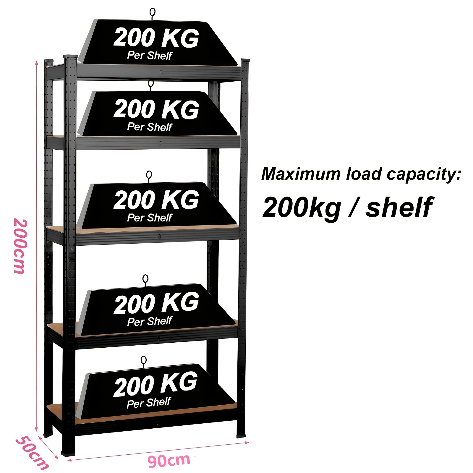 TEMU Heavy-duty Shelving, Storage Racks, Basement Shelving, Structure, 5 Adjustable Shelves Suitable For Garages, Sheds, Kitchens, Etc., Heavy-duty