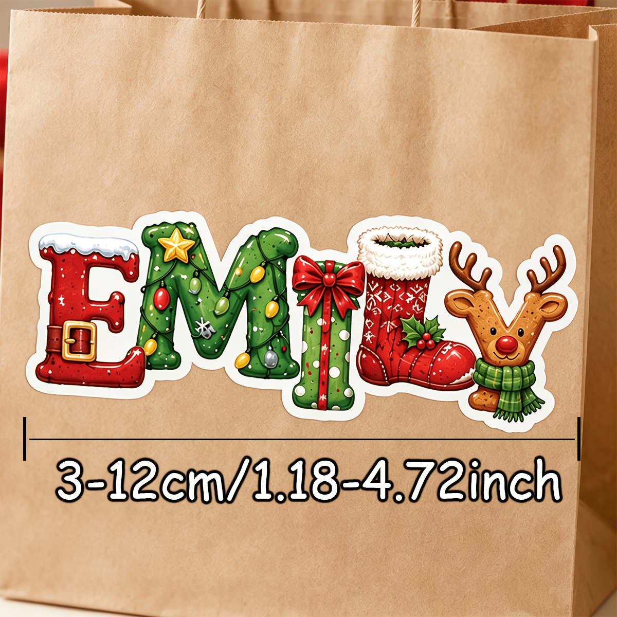 TEMU 10/5/3/1 pieza de pegatinas navideñas personalizadas con para envolver regalos - Etiquetas personalizadas de Papá Noel, etiquetas de regalo