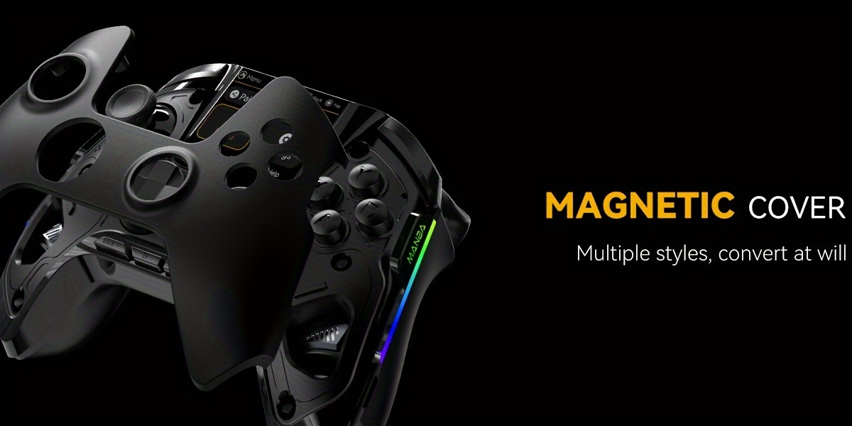 Interactive Screen Wireless Gaming Controller For PC/Switch/iOS/Android/Steam Deck, Hall Effect Stick & Trigger, RGB Lighting, Remappable Buttons, 1800mAh With Charging Dock -V2/Black(No Drift).[Notice]Not Compatible With Xbox And PS5