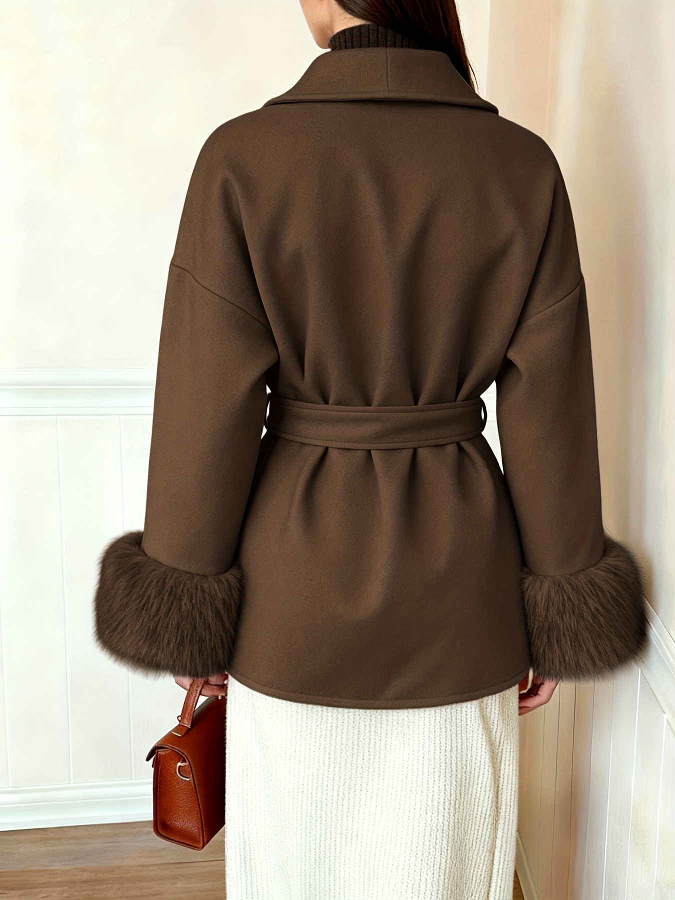 womens fashion elegant furry sleeve coat autumn winter womens clothing Product details 9