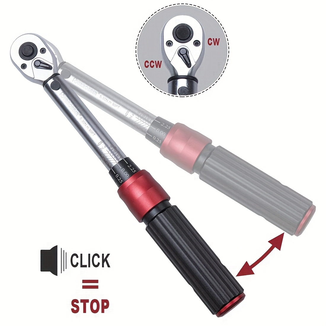 Torque Wrench 1/4-inch Drive, Click Dual-Direction Adjustable