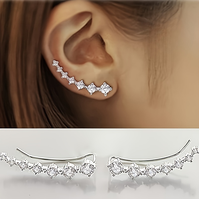 

925 Sterling Silver Hypoallergenic Zircon Star Chain Earrings - Elegant Punk Style - Elegant And High-end, A Party Gift And Birthday Gift For Ladies, Exquisite Craftsmanship, Comes With A Gift Box Set