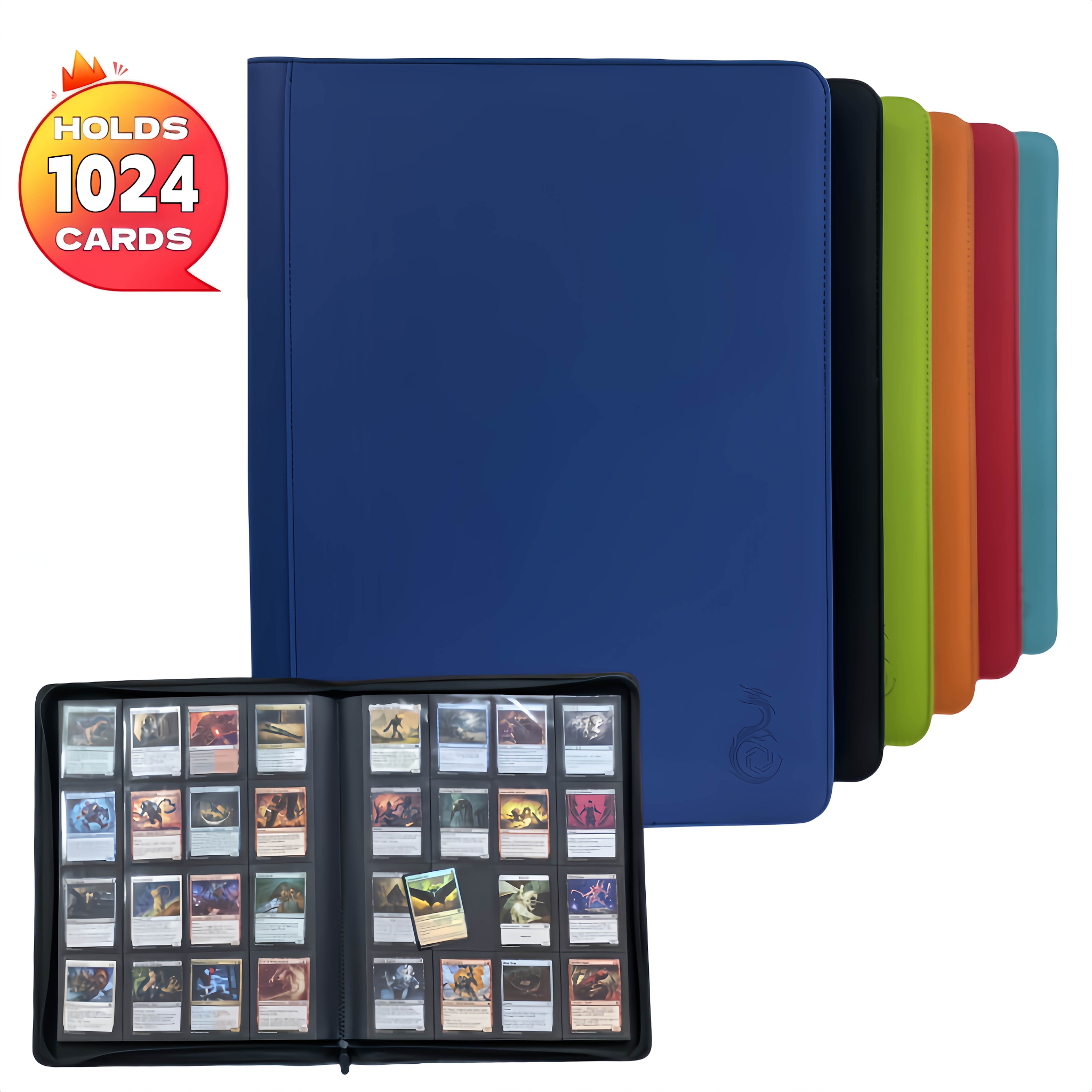 card binder mtg Amazon.com: Trading Card Binder - 9 Pocket Album w Zipper - 360 Side  Loading Folder for TCG - 3D PU Leather